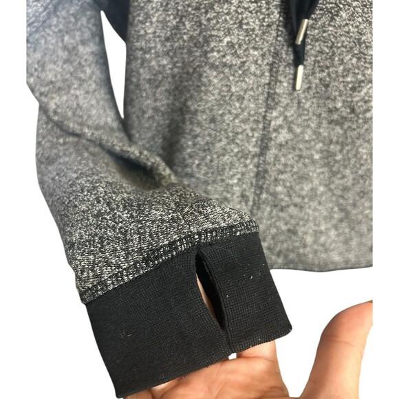 BCBG MaxAzria Womens L Gray  Hooded Sweatshirt Funnel Neck Sweater Rhinestone - Picture 5 of 9